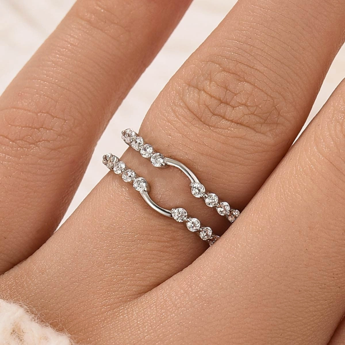 0.4Ct Vintage Insert Wedding Band Engagement Ring Enhancer In Sterling Silver Distinctive Layer