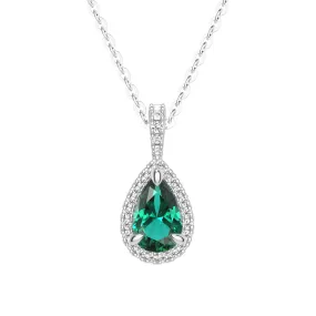 Contemporary Craft Subtle Form 1 CT. Pear Shaped Emerald Pendant with Pav?? Diamond Halo