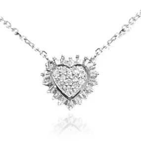 10K Gold 9mm Diamond Heart Necklace Warm Accent