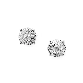 Luxurious Appearance 10K Gold And Diamond Round Solitaire 4-Prong Stud Earrings