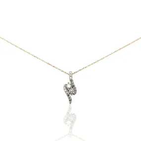 10K Gold And Diamond Swirls Surrounding Two Stones Pendant Necklace Superior Design Permanent Item