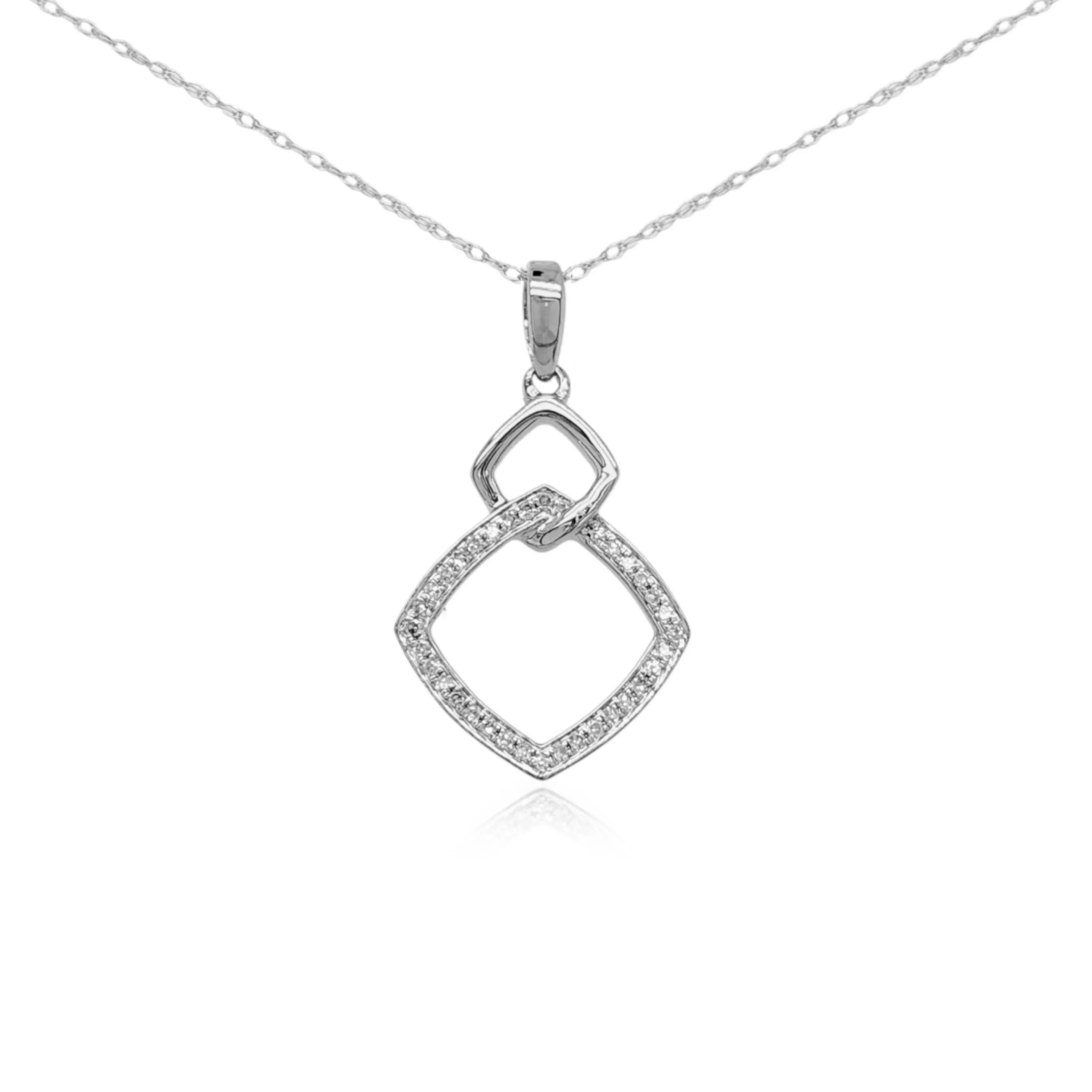Vibrant Touch 10K Gold Interlocking Diamond Shape Pendant Necklace