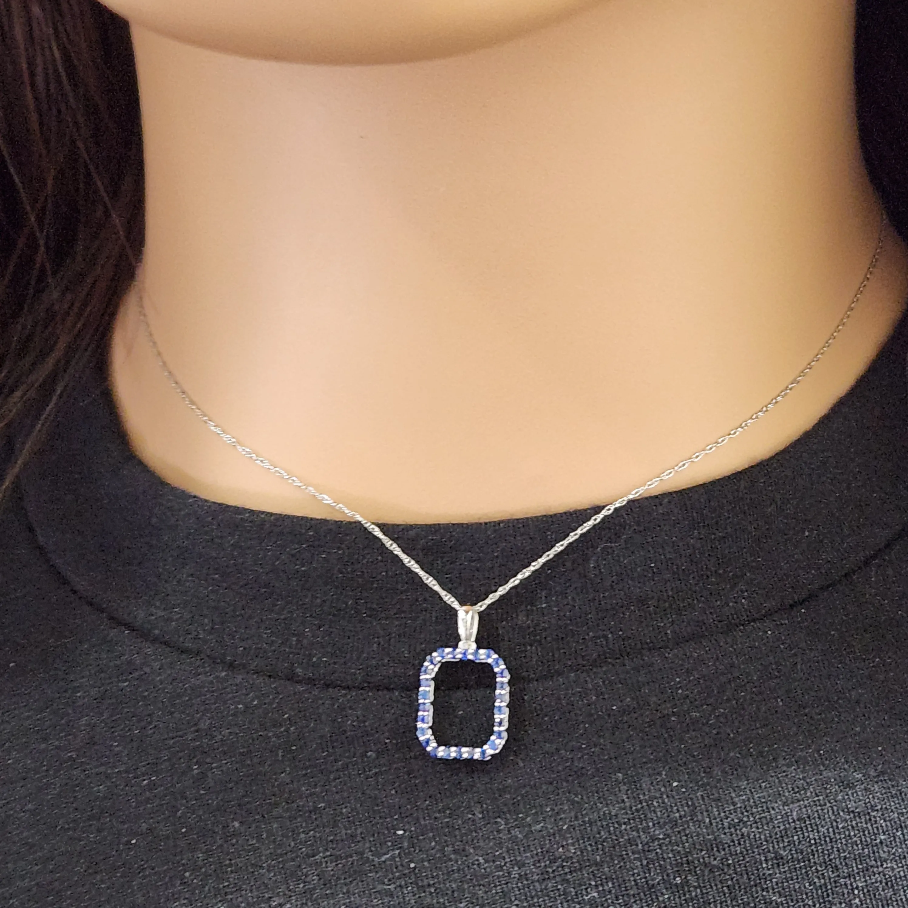 For Daughter 10K Gold Rectangular Sapphire or Ruby Pendant Necklace