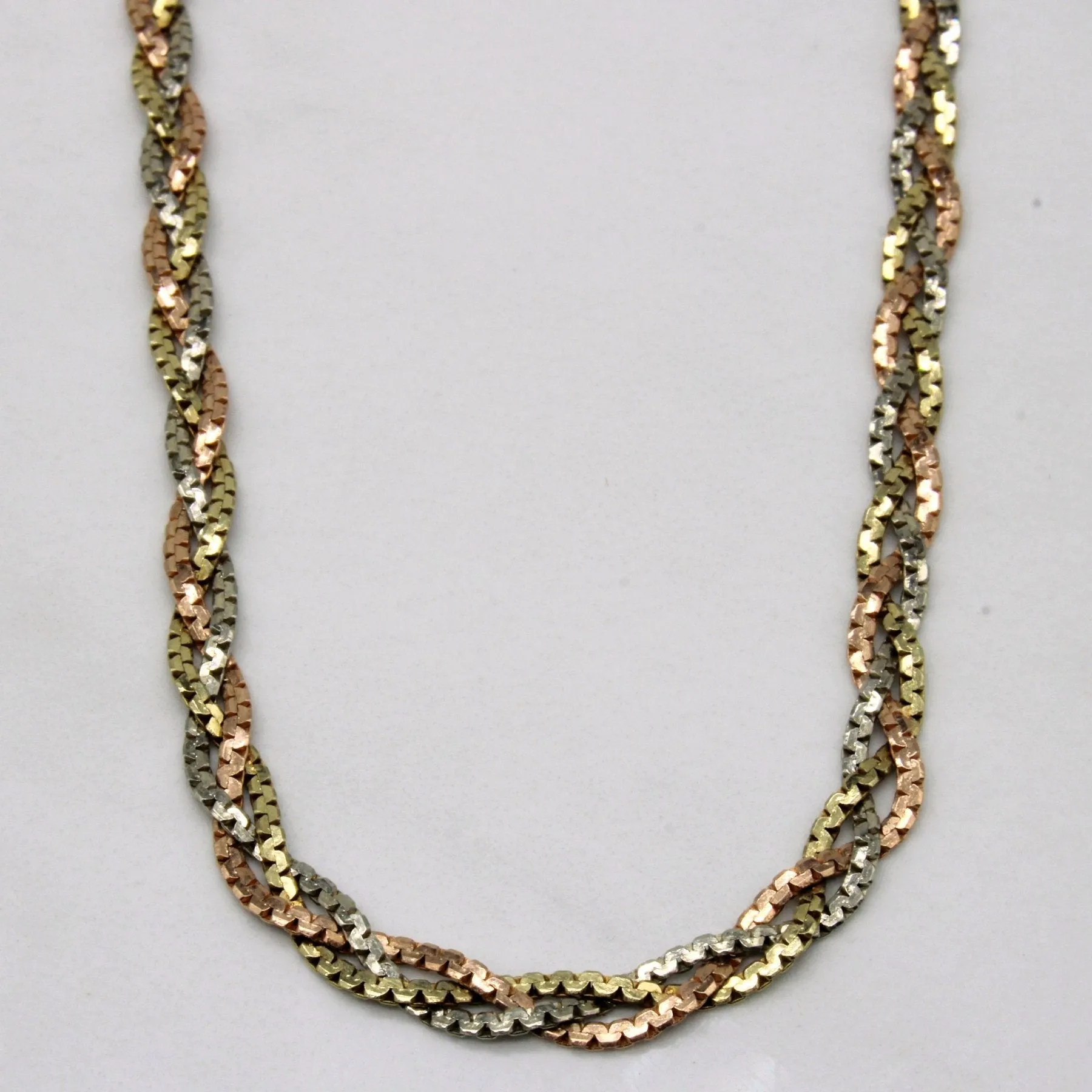 Stylish charm Charming Style 10k Multi Tone Gold Braided Chain | 20" |