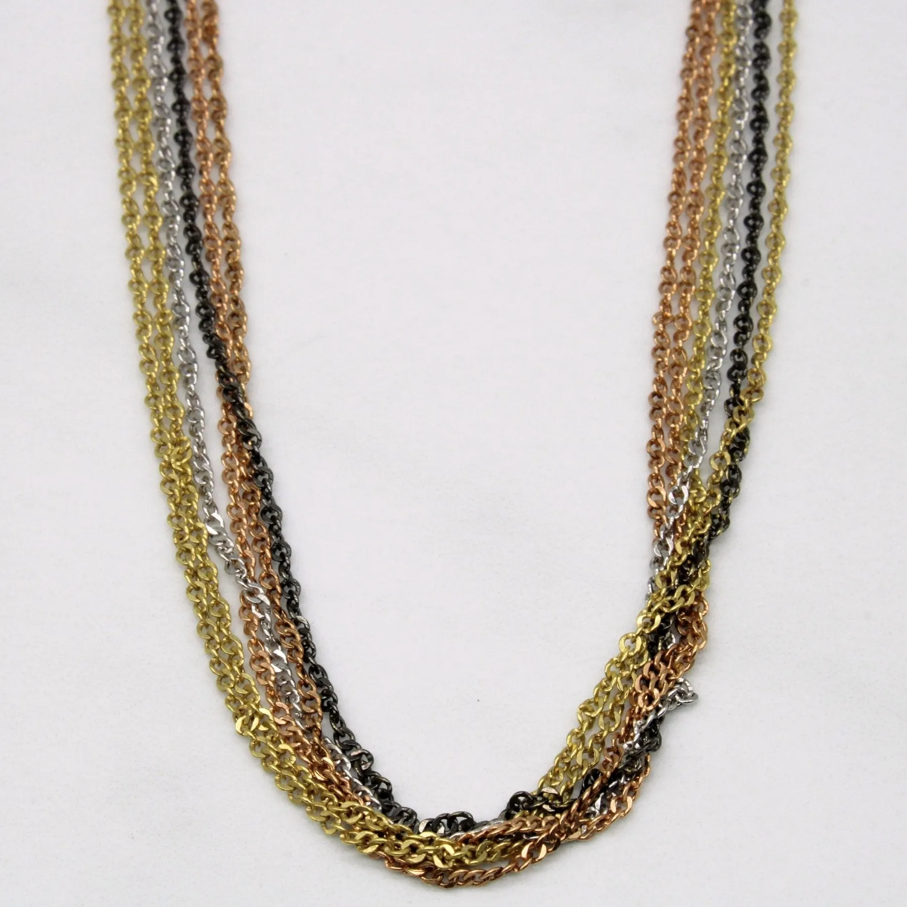 10k Multi Tone Gold Tiered Necklace | 18" | Sophisticated Craft Gift Look