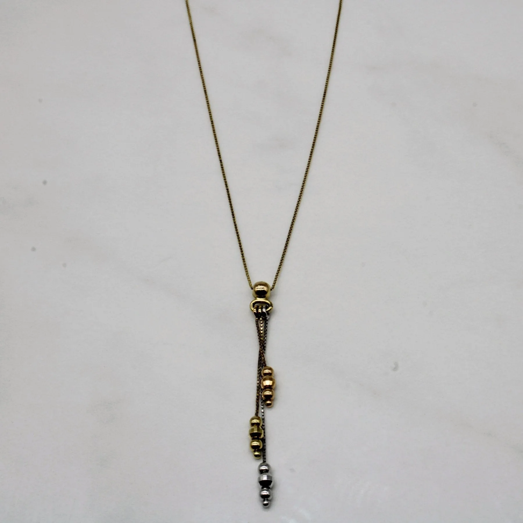 Chic Spark Modern Flair 10k Tri Tone Gold Drop Necklace | 17" |