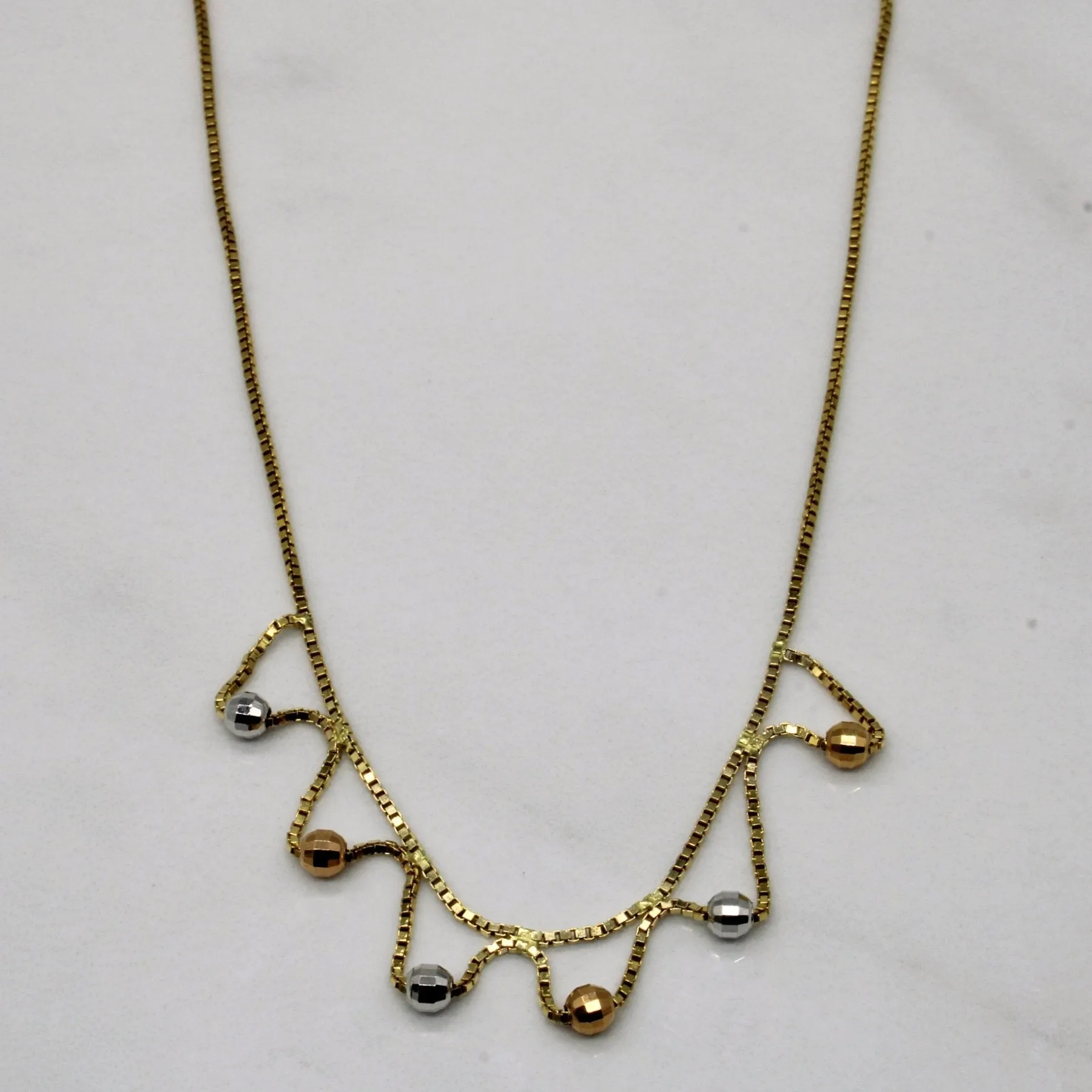 10k Tri Tone Gold Necklace | 16" | Dramatic Look Exclusive Style