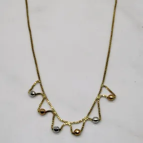 10k Tri Tone Gold Necklace | 16" | Dramatic Look Exclusive Style