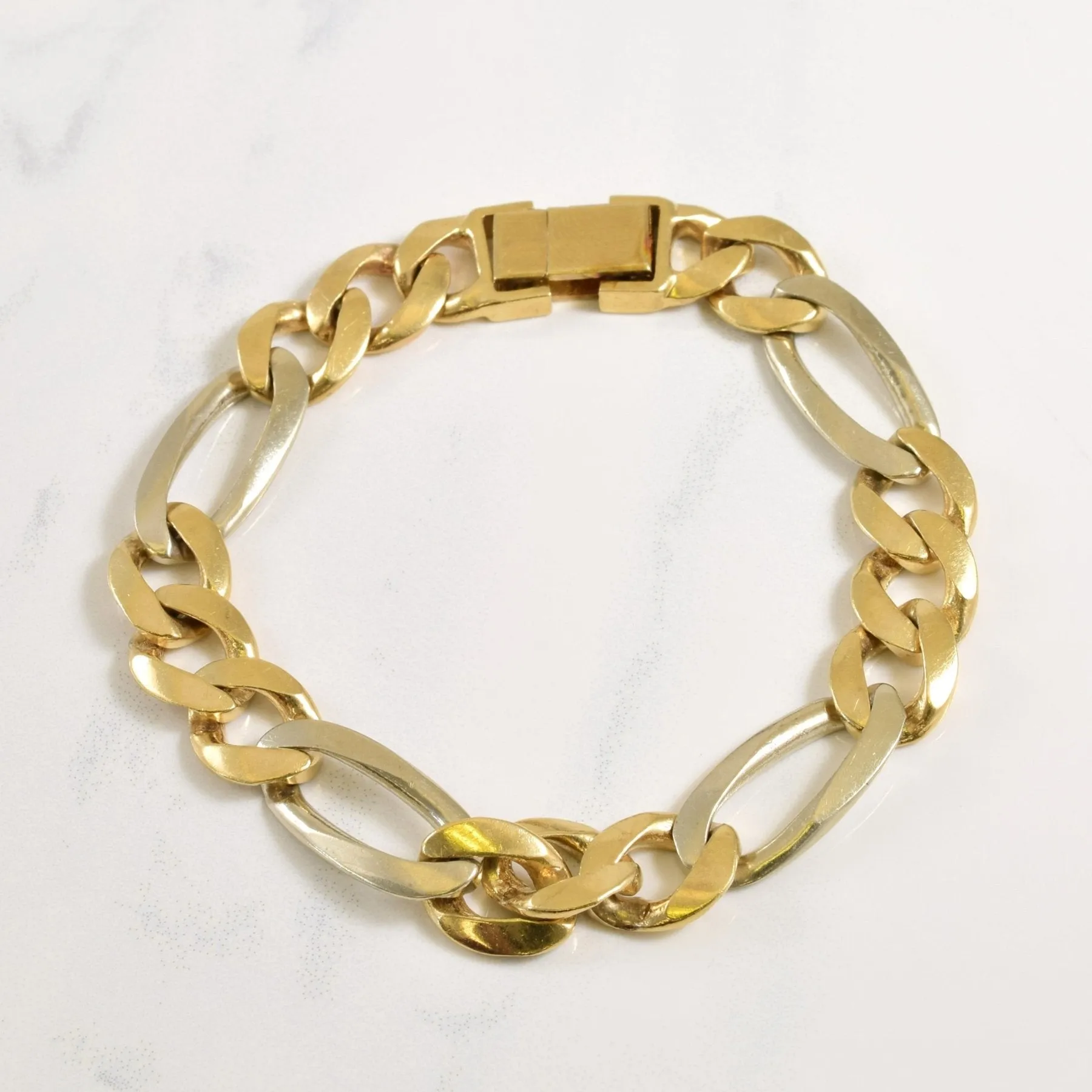 Modern Layer 10k Two Tone Figaro Bracelet | 7" |