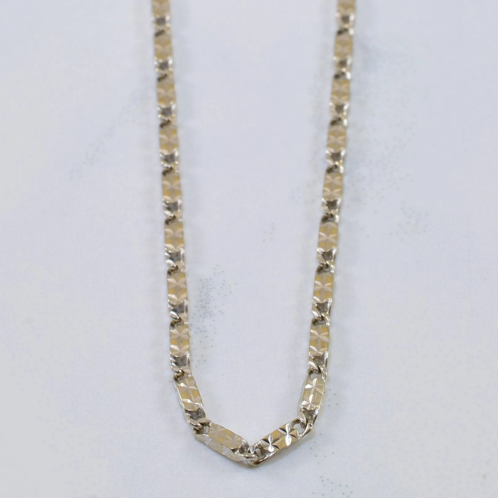 Sleek Design Eye-catching Design 10k White Gold Link & Bar Chain | 23.5" |