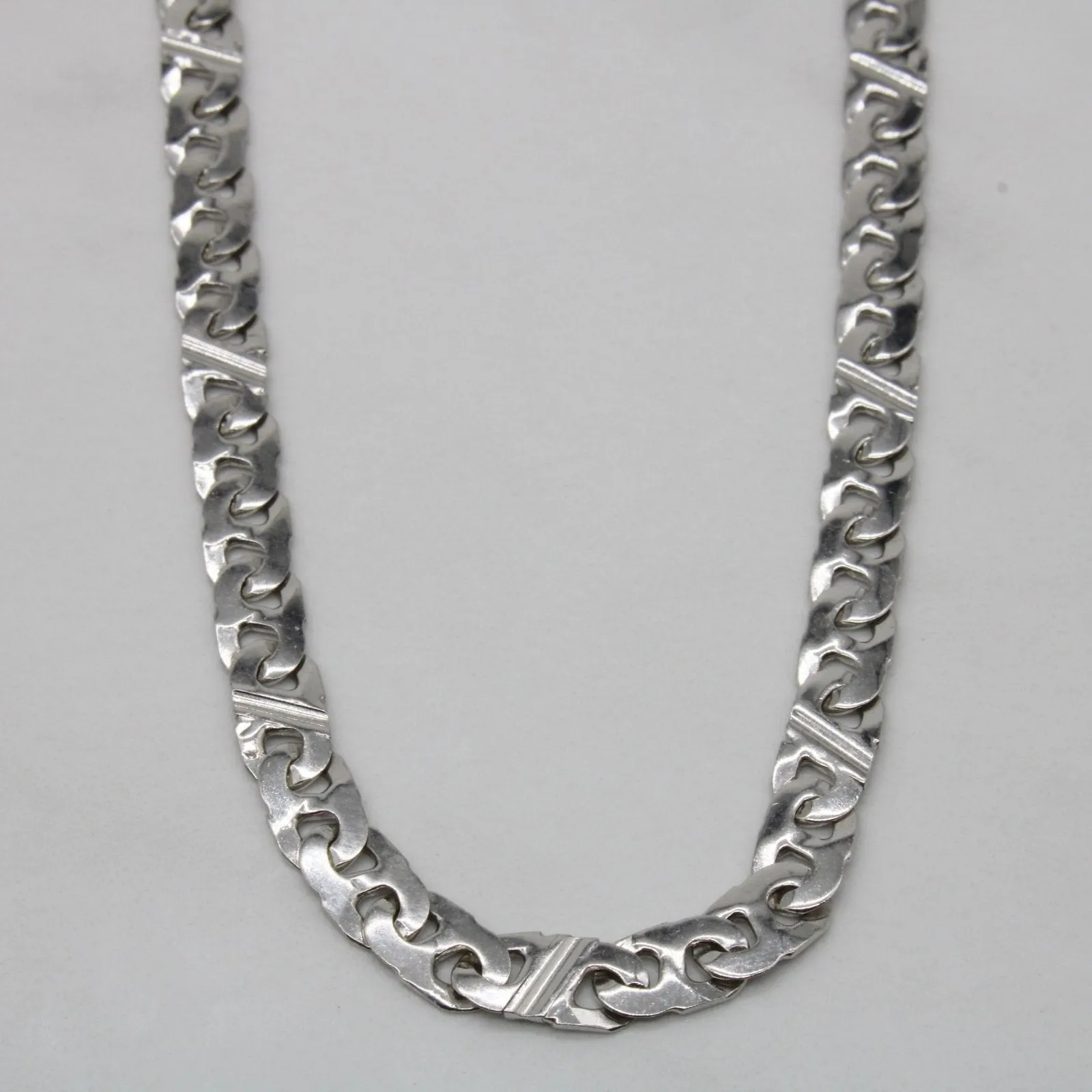 10k White Gold Unique Anchor Chain | 22" | Minimal accessory Shiny Gem