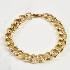 Flat Frame Vibrant Colors 10k Yellow Gold Curb Bracelet | 8.50" |