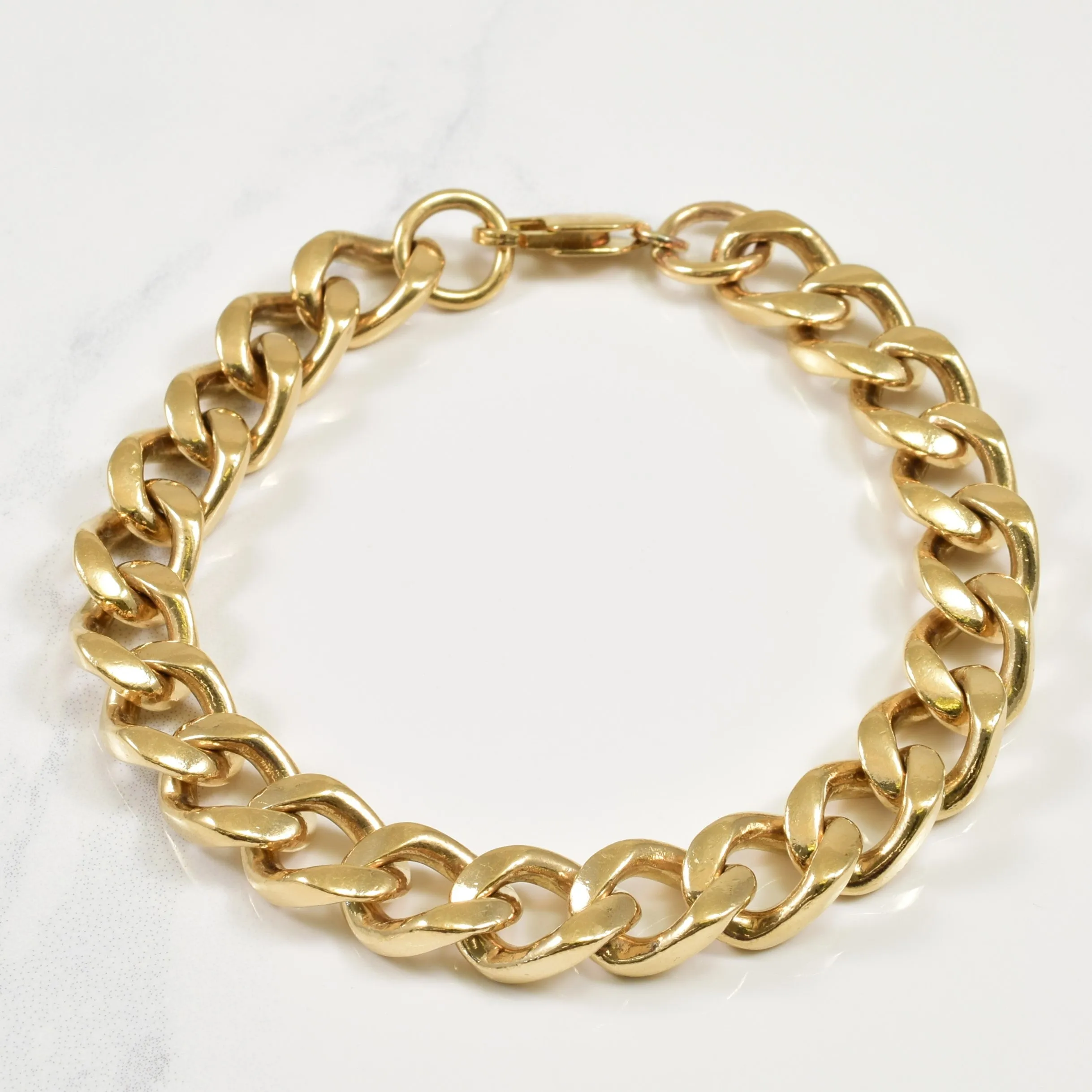 Flat Frame Vibrant Colors 10k Yellow Gold Curb Bracelet | 8.50" |