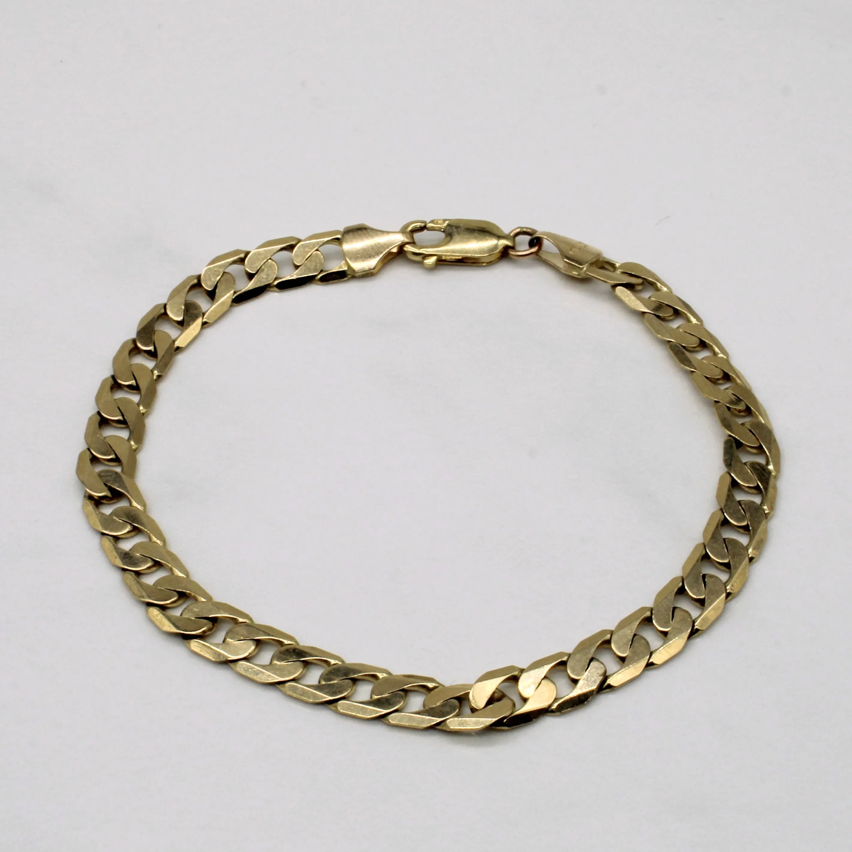 10k Yellow Gold Curb Link Bracelet | 8.5" | Vivid Sparkle Stylish Contour