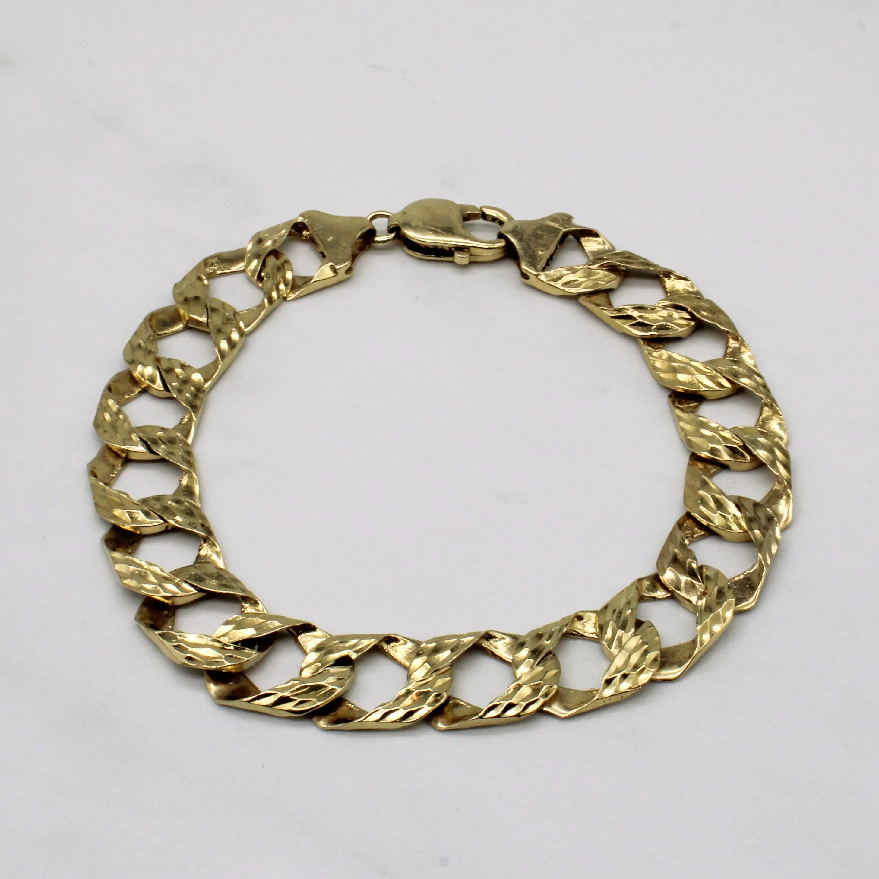 Custom Style 10k Yellow Gold Curb Link Bracelet | 8.5" |