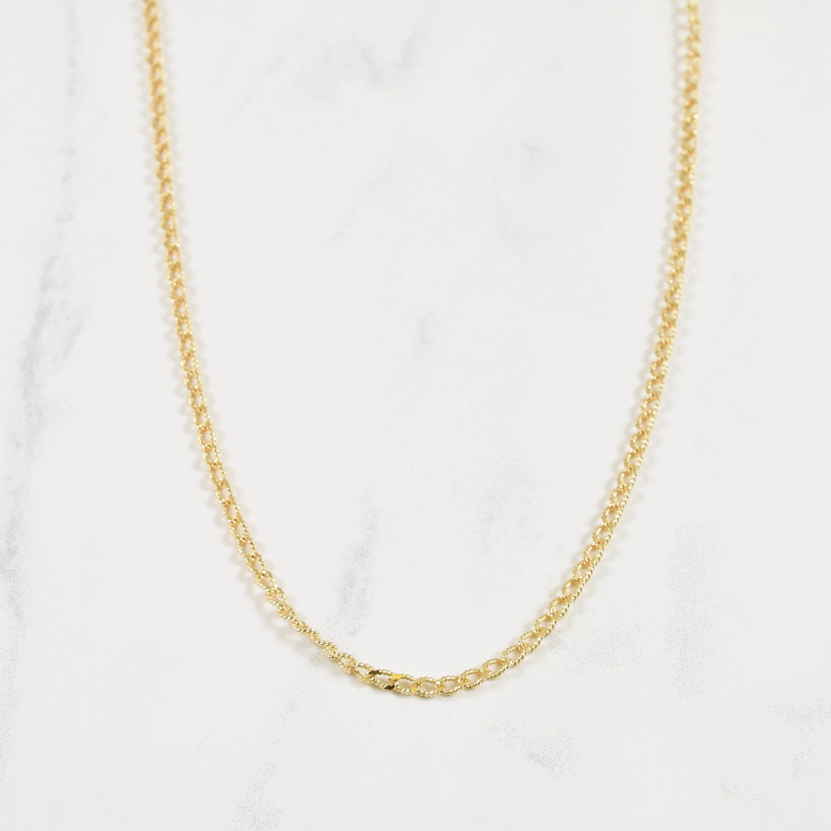 Distinctive Sparkle 10k Yellow Gold Fancy Curb Chain | 18" |