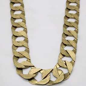 10k Yellow Gold Hammered Cuban Chain | 29" | Artisan Made