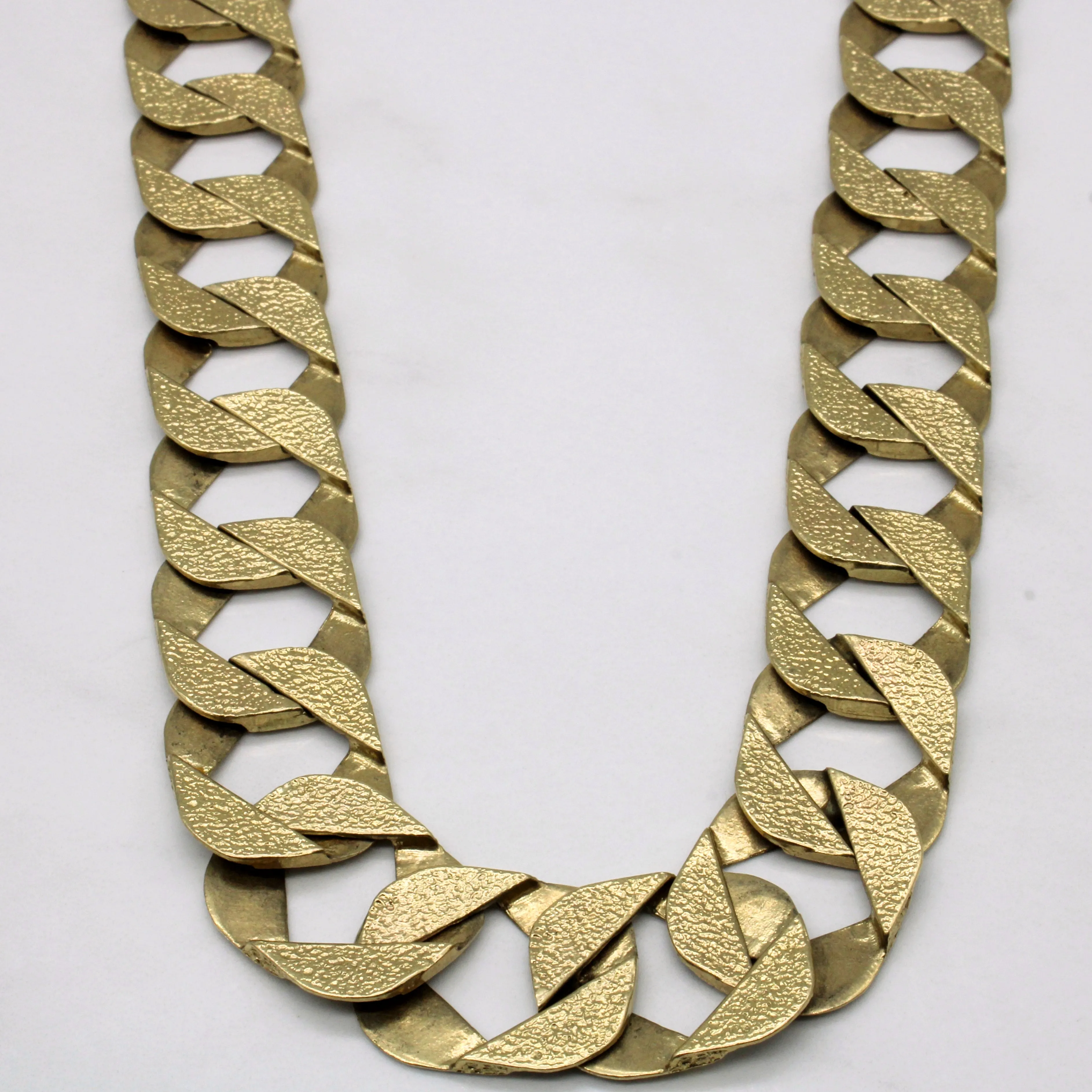 10k Yellow Gold Hammered Cuban Chain | 29" | Artisan Made