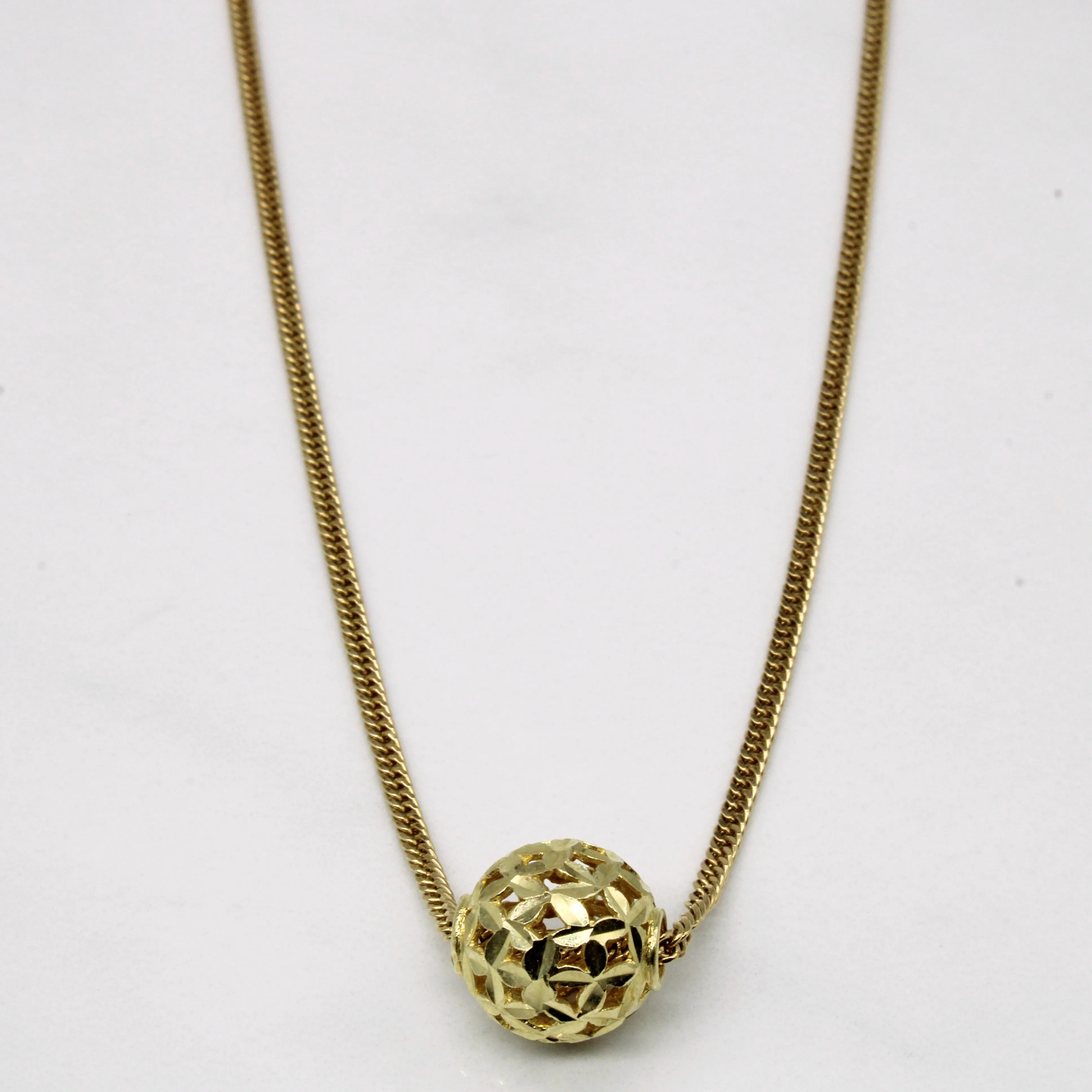 10k Yellow Gold Lattice Sphere Necklace | 18" | Lightweight Feel Bold Design