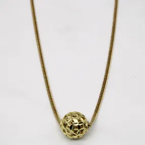 10k Yellow Gold Lattice Sphere Necklace | 18" | Lightweight Feel Bold Design