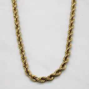 10k Yellow Gold Rope Chain | 30" | Evening Wear