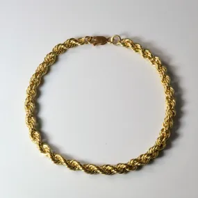 Fashion Trend Elegant Features 10k Yellow Gold Rope Chain Bracelet | 8" |