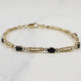 10k Yellow Gold Sapphire & Diamond Bracelet | 1.45ctw, 0.005ctw | 7" | Refined Contour Everyday Highlight