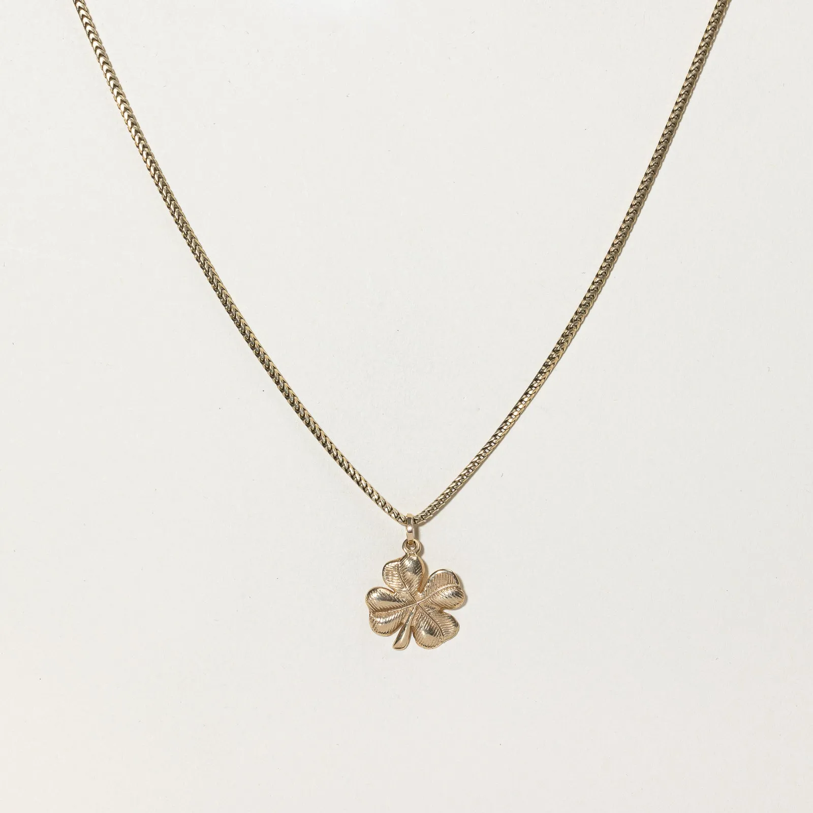 youth choice 10k Yellow Gold Snake Chain Necklace with Clover Pendant | 25" |