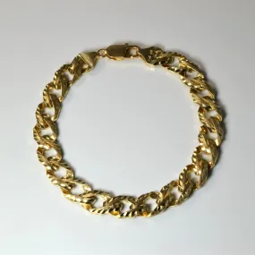 10k Yellow Gold Textured Curb Chain Bracelet | 9"| Casual Combo Sophisticated Element