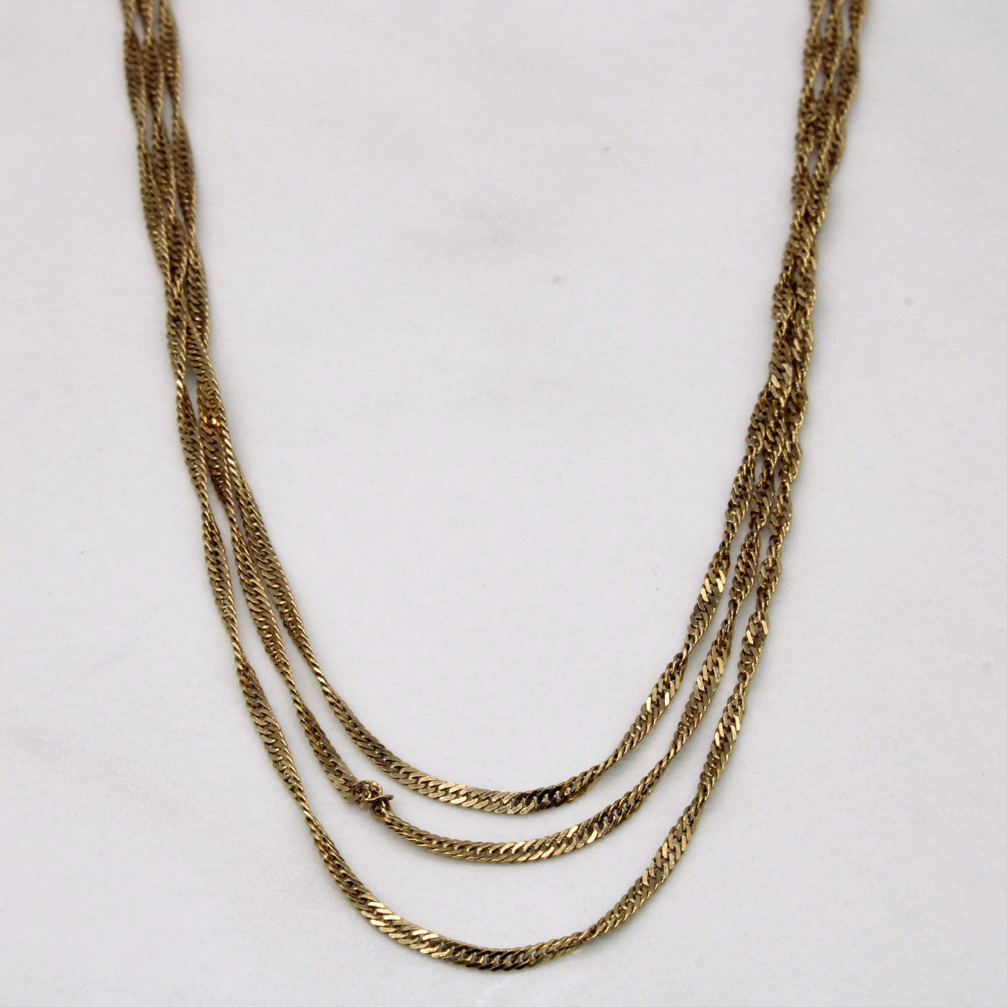 10k Yellow Gold Three Tiered Chain | 18" | Dynamic Detail