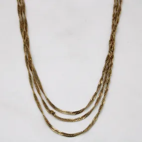 10k Yellow Gold Three Tiered Chain | 18" | Dynamic Detail