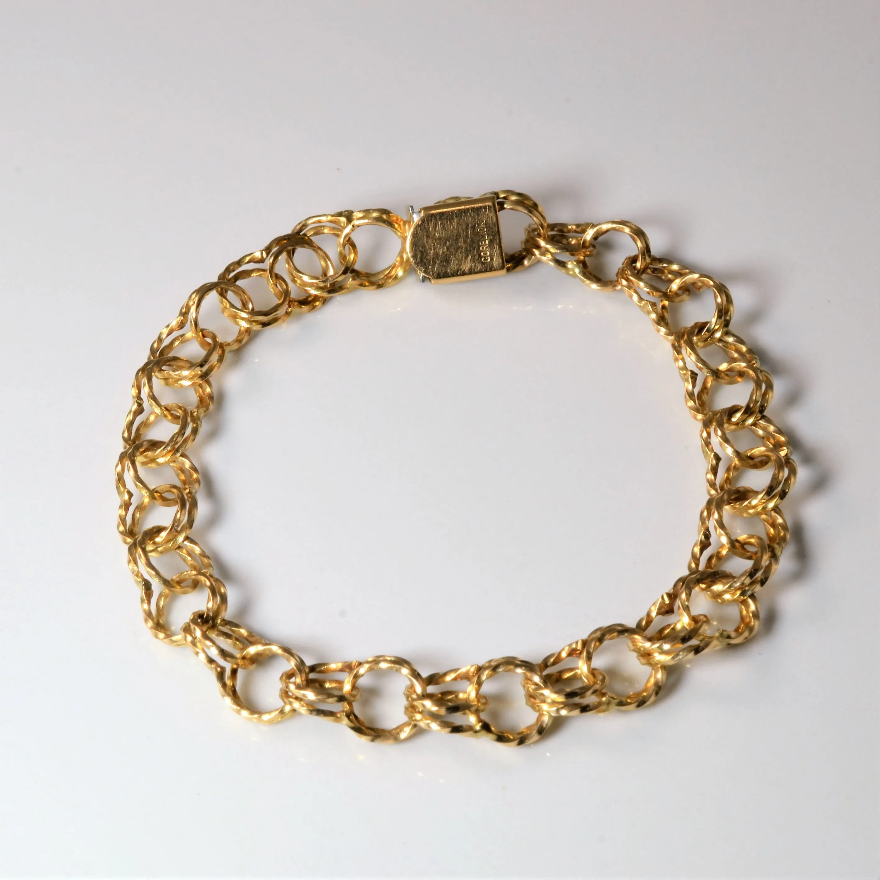 10k Yellow Gold Twisted Parallel Link Bracelet | 7" | Colorful Glow