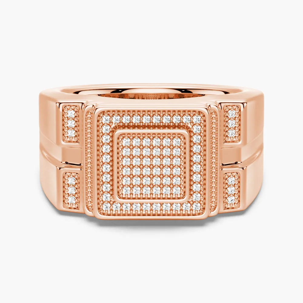 Fashion Edge Fresh Design 12mm Moissanite Micro Pave Square Stepped Men's Wedding Ring