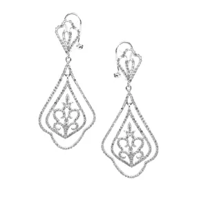 Geometric Item 14K Gold And Diamond Hanging Earring