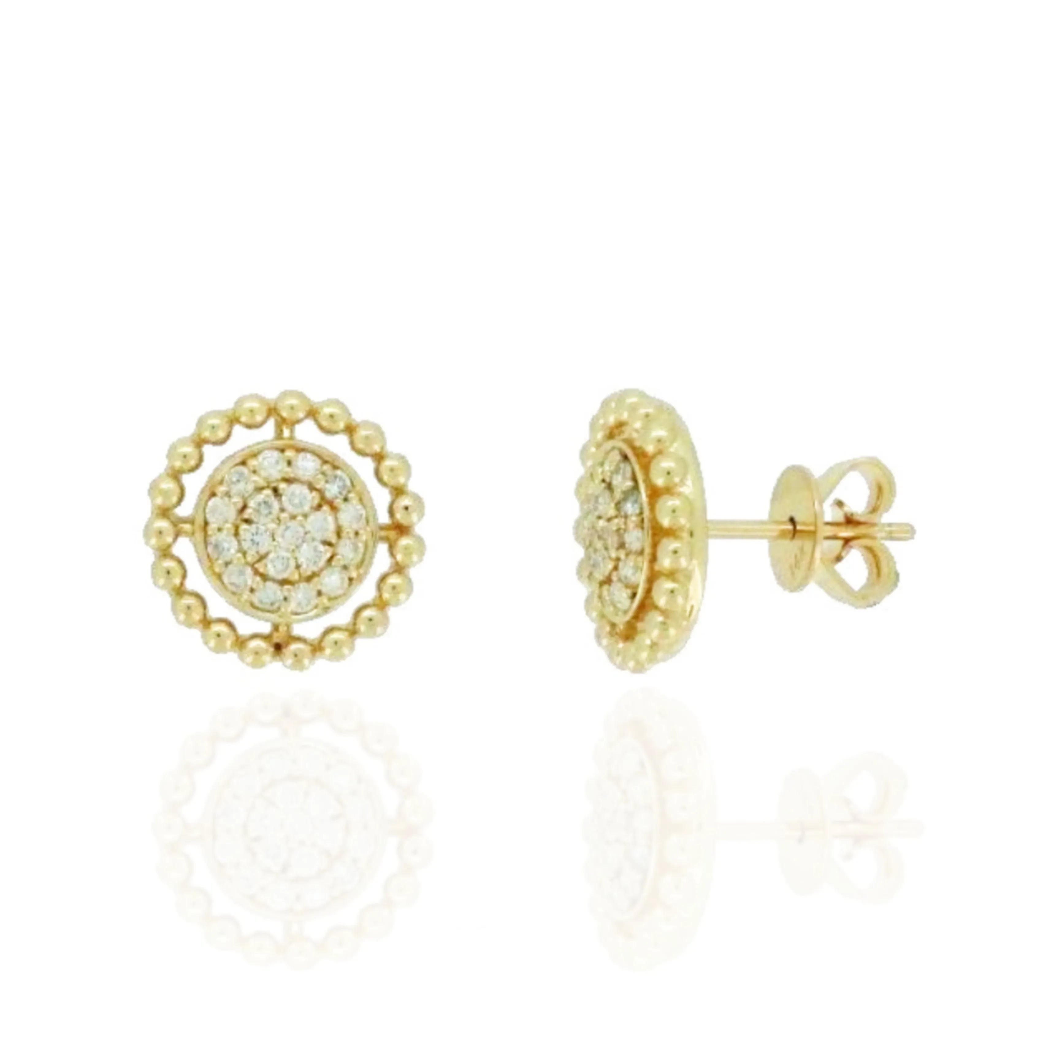 Holiday Decoration Exquisite Option 14K Gold Circle With Micropave Diamonds Stud Earrings