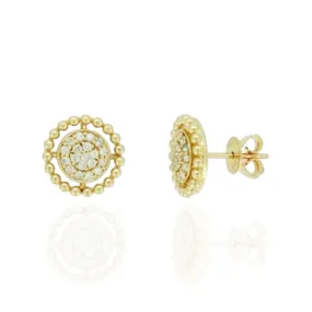 Holiday Decoration Exquisite Option 14K Gold Circle With Micropave Diamonds Stud Earrings