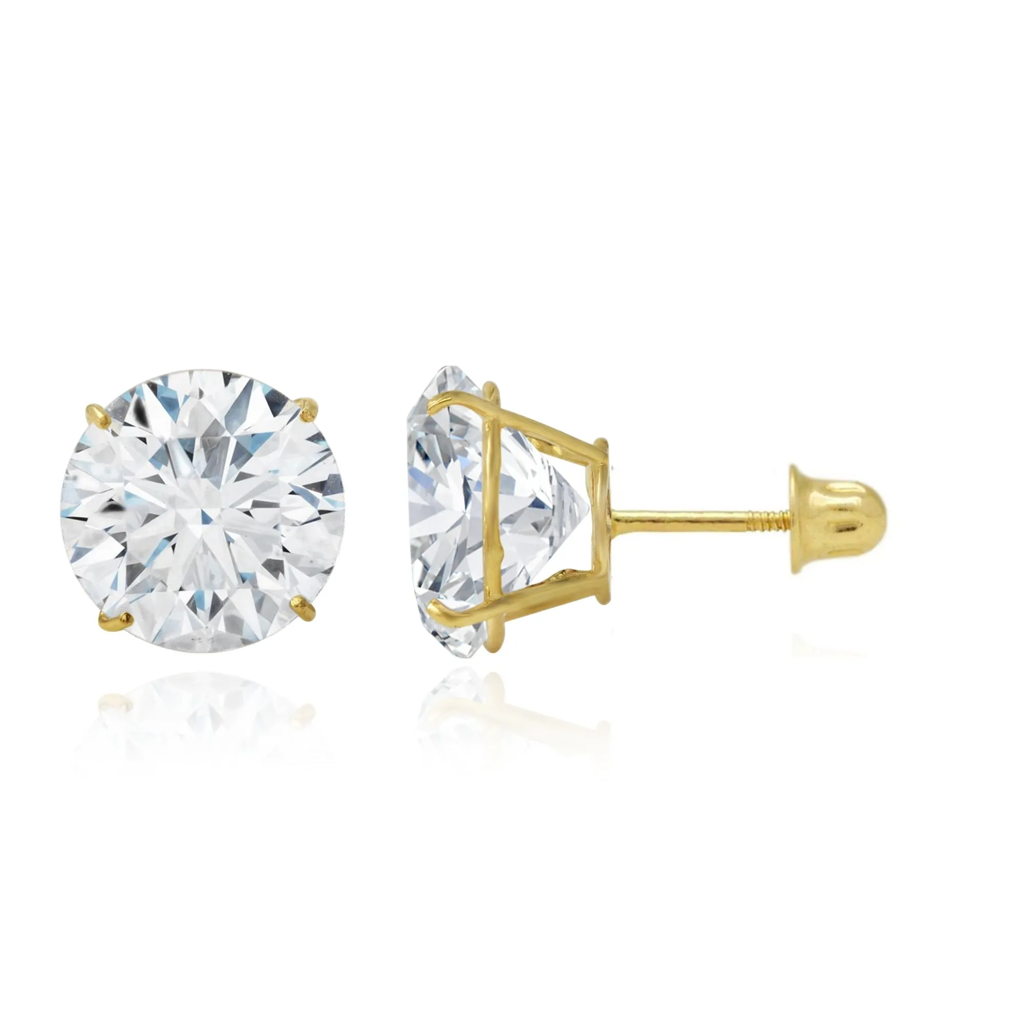 Safe Detail 14k Gold CZ  Earrings