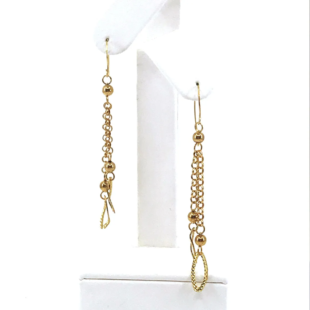 Trendy Piece 14K Gold Long Earrings