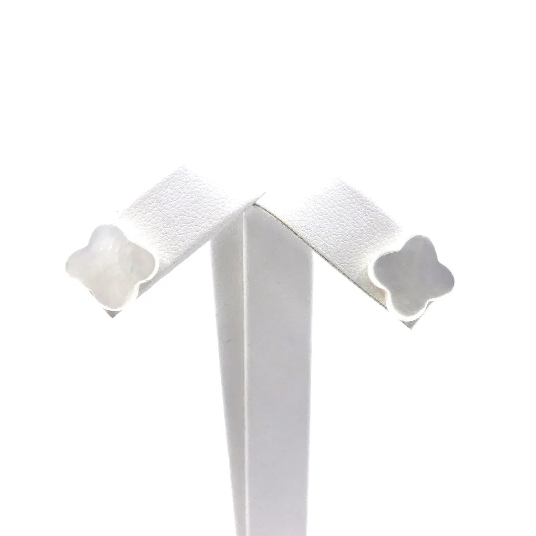 14K Gold Mother of Pearl Flower Stud Earrings Premium Vibe Striking Adornment