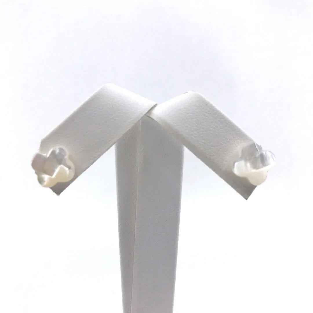 14K Gold Mother of Pearl Flower Stud Earrings Gorgeous Adornment