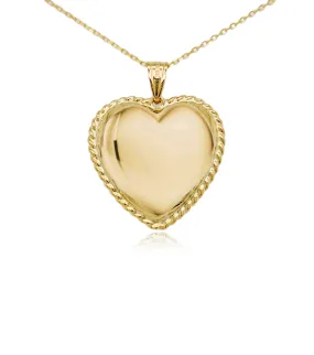 14k Gold Shiny Puffy Heart Pendant Necklace Professional Adornment Vintage Ornament