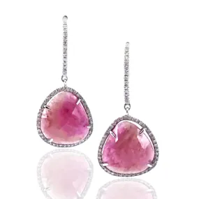 Matte Item Decorative Finish 14K Gold Sliced Sapphire Earring