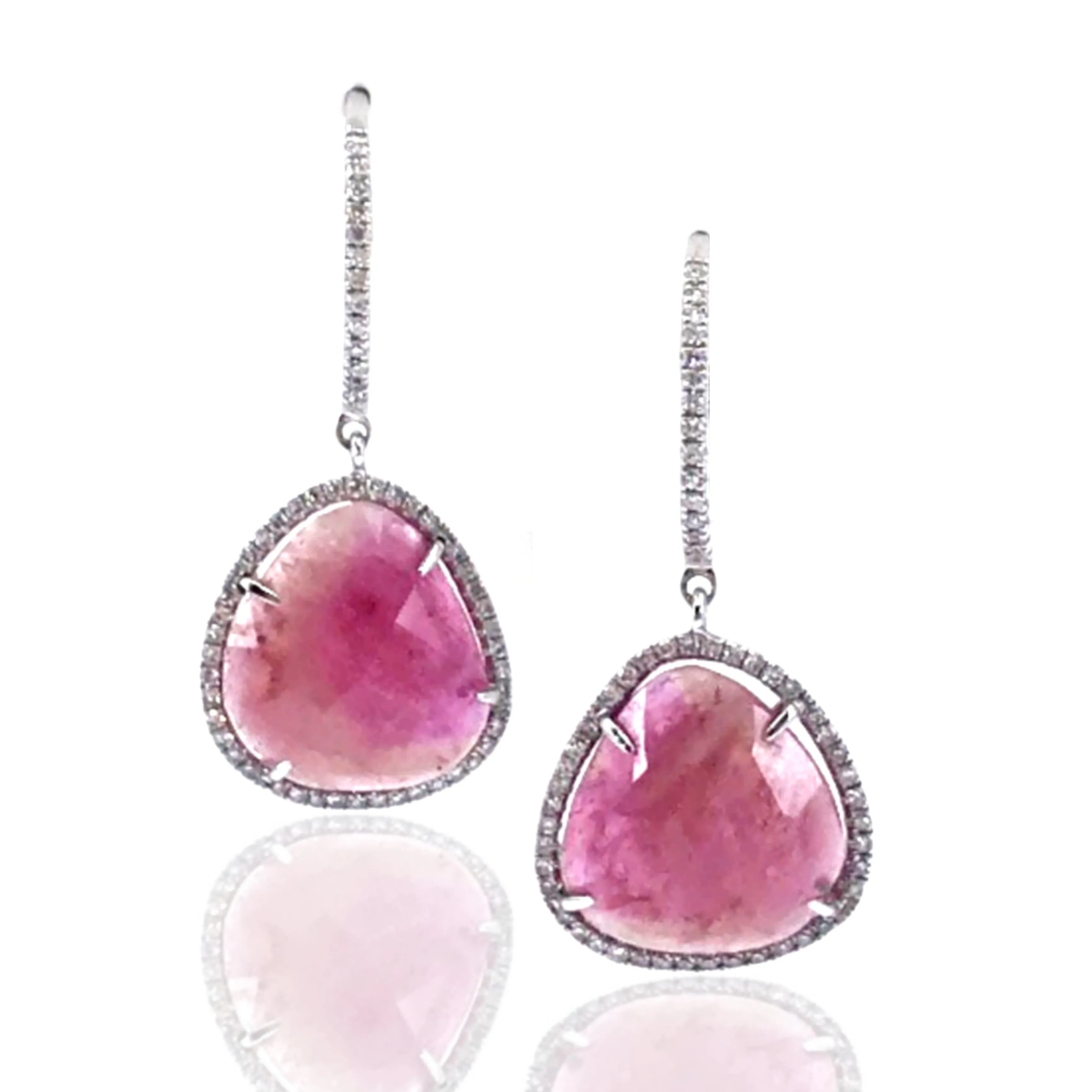 Matte Item Decorative Finish 14K Gold Sliced Sapphire Earring