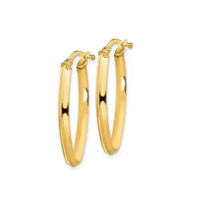 14K Gold Small 2x2mm Pointed Oval Hoop Earrings Grand Adornment Gorgeous Selection