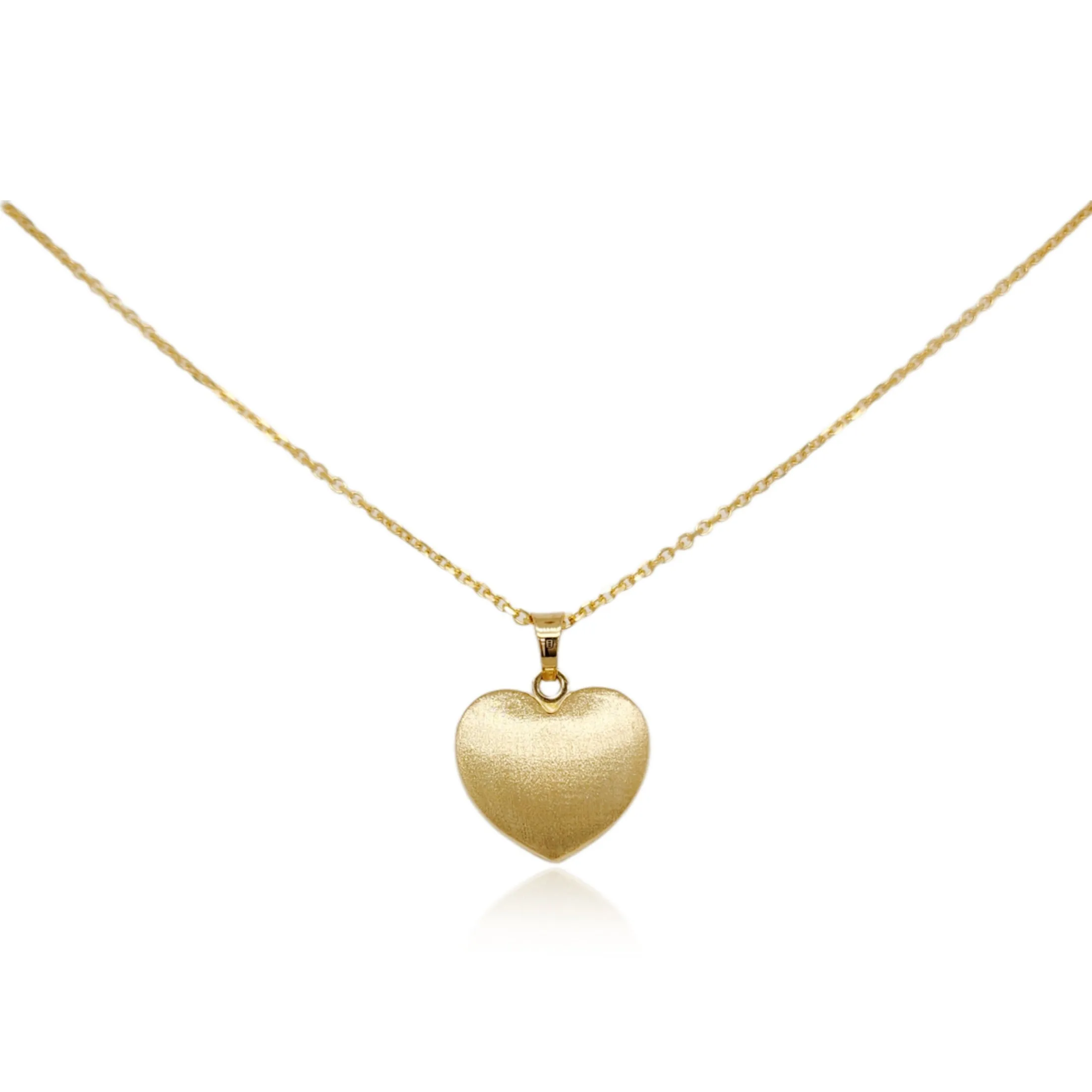 Engagement Party 14k Gold Small Brushed Heart Pendant Necklace