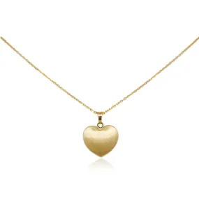 14k Gold Small Brushed Heart Pendant Necklace Son Gift