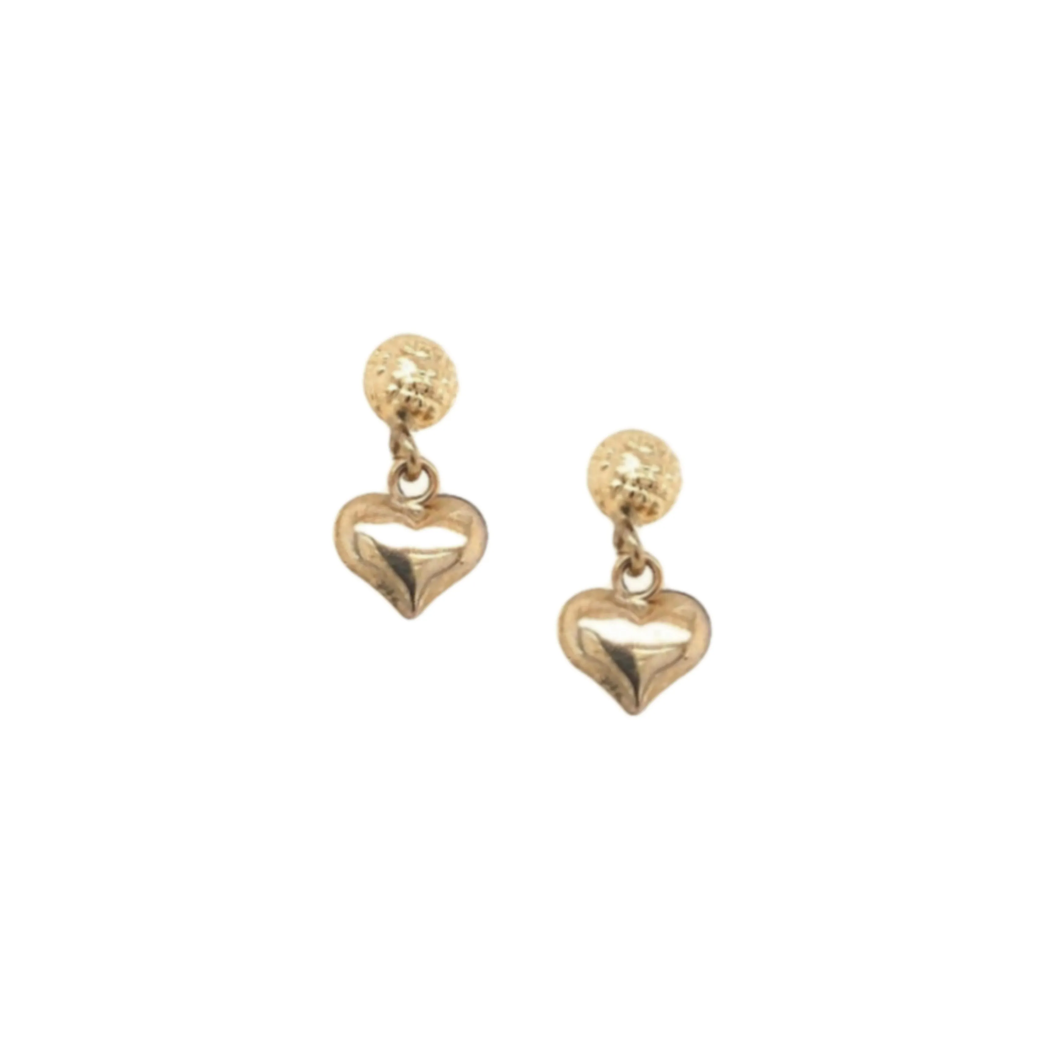 14k Gold Small Puffy Heart On Screwback Post Earring Pretty Piece Seasonal Trinket