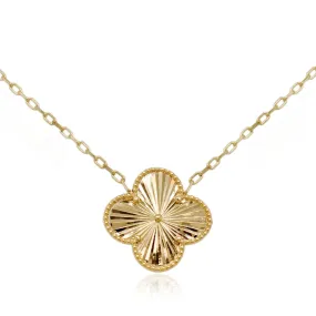 Twisted Adornment 14K Gold Sunburst Clover Necklace