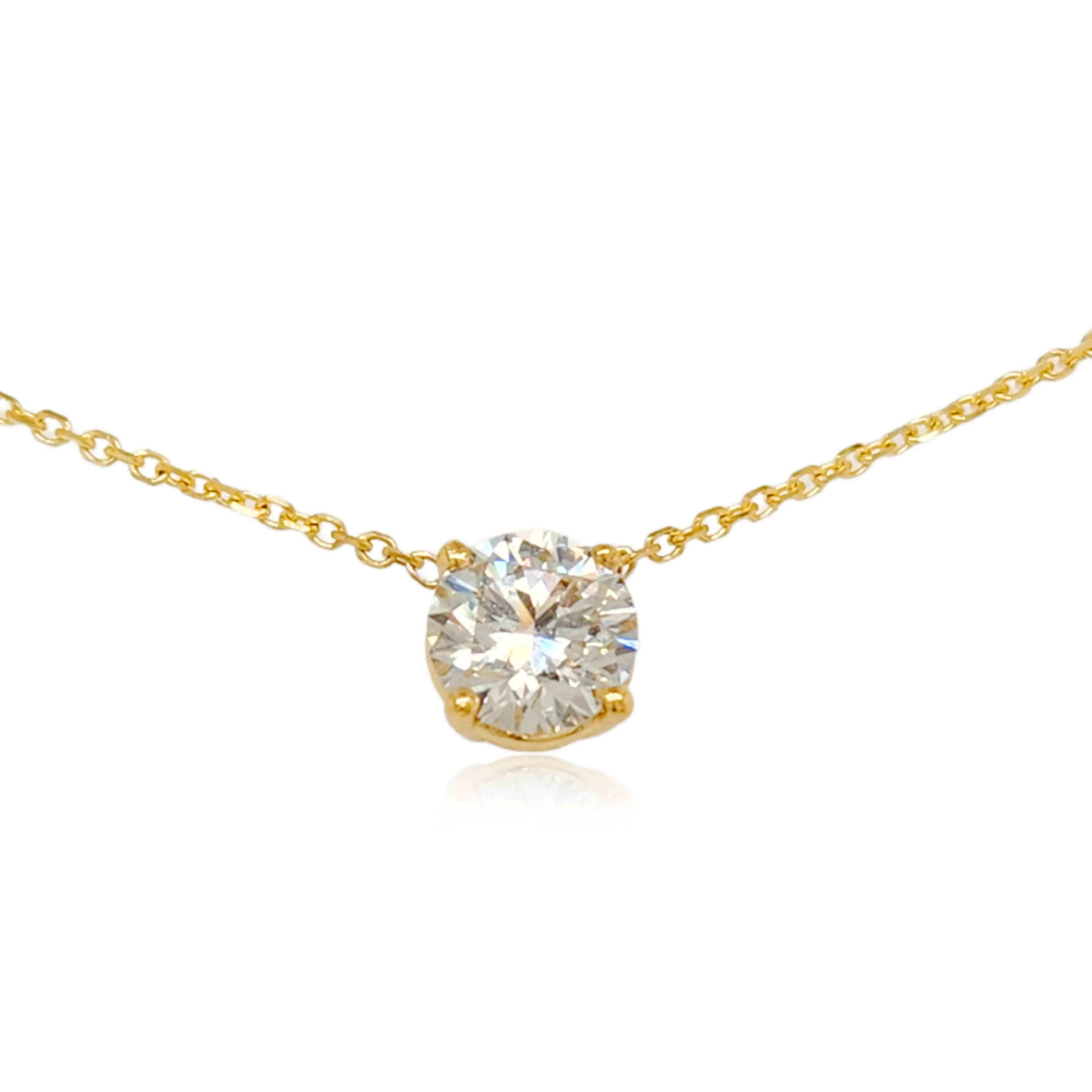 Festive Season 14k Gold Top Quality 1ct. Lab Grown Diamond Solitaire Necklace