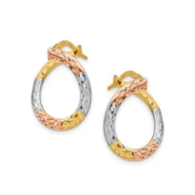 Elegant accessory 14k Gold White and Rose Plated and Polished Twisted Hoop Earrings